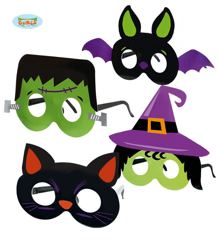 Set 4 gafas halloween carton surtidas