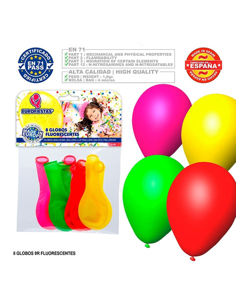 Globos Fluorescentes 8 uds.