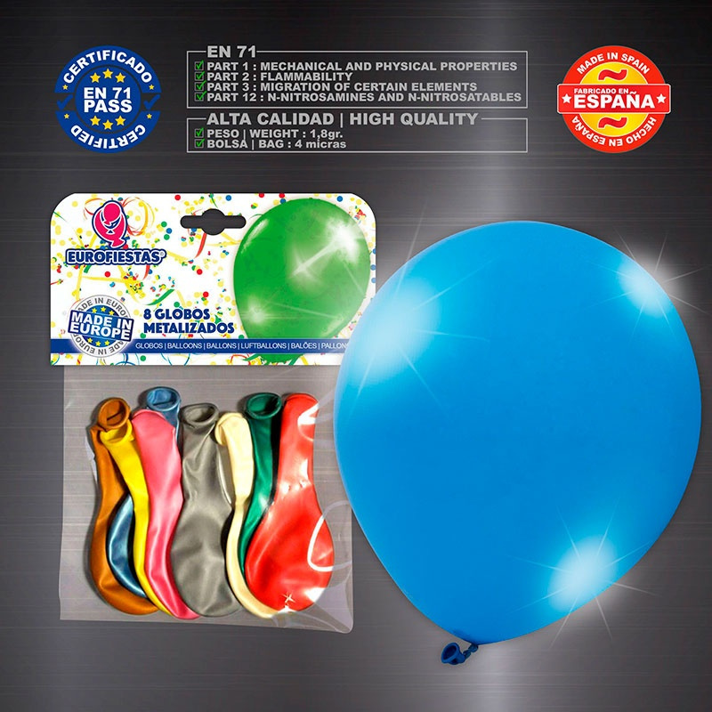 Globos perla  Metalizados 8 uds.