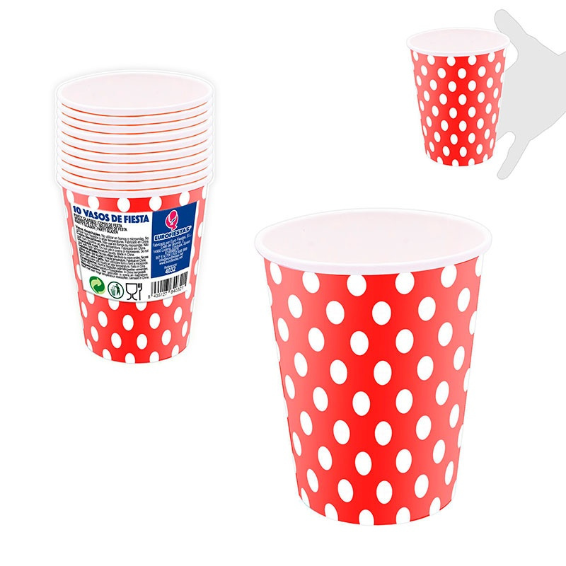 Vasos desechables lunares colores 10 uds