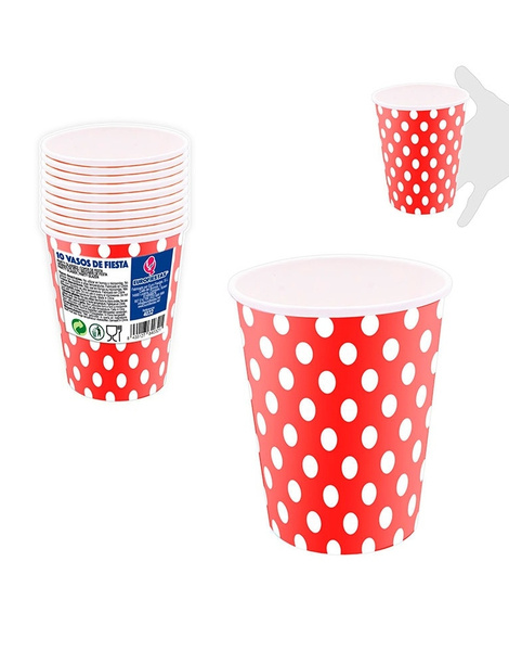 Vasos desechables lunares colores 10 uds