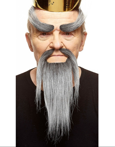 Cejas, barba y bigote chino canoso