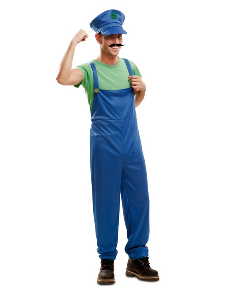 Disfraz super Plumber verde adulto