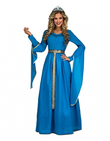 apertura Contador Parte Disfraz Princesa Medieval Azul mujer