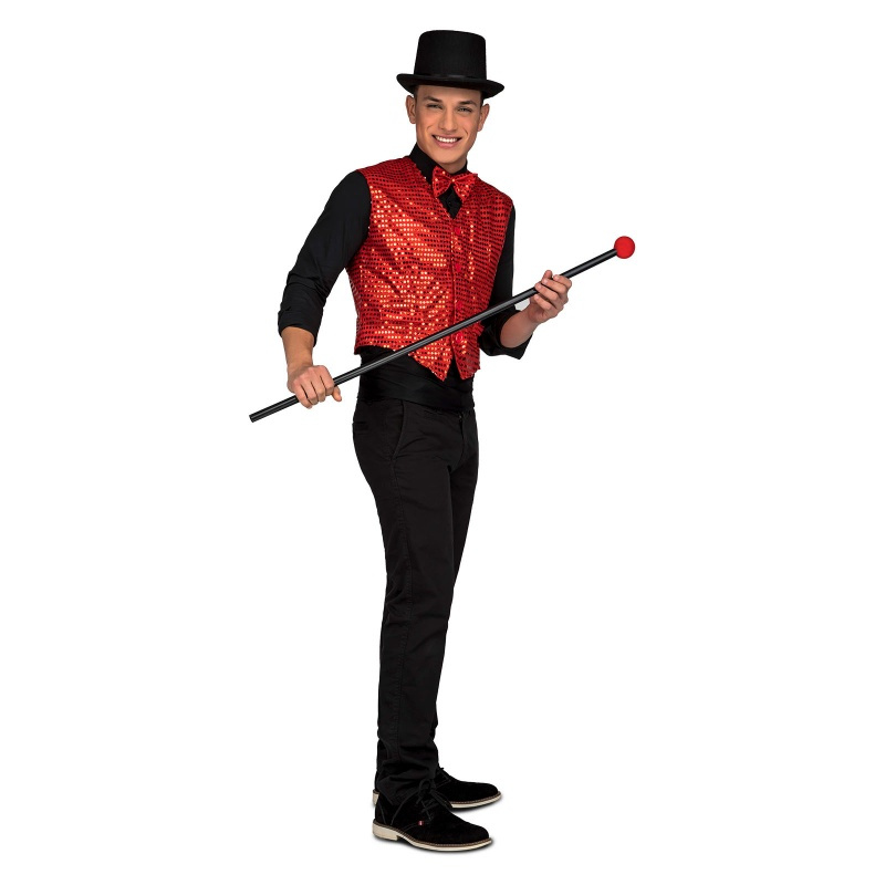 Chaleco con pajarita Showman Rojo adulto