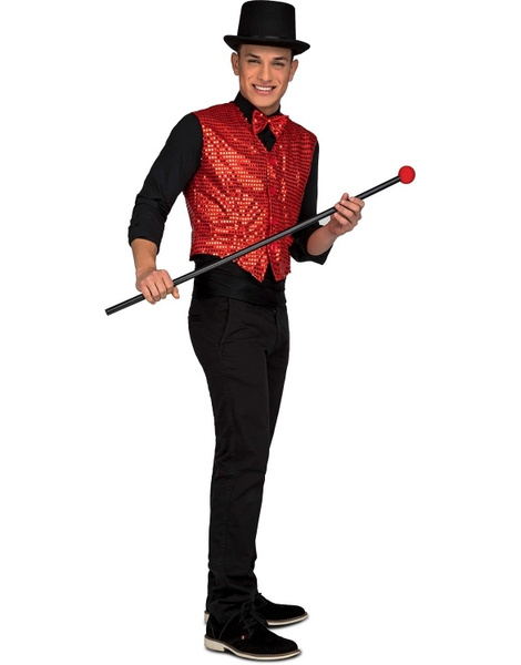 Chaleco con pajarita Showman Rojo adulto