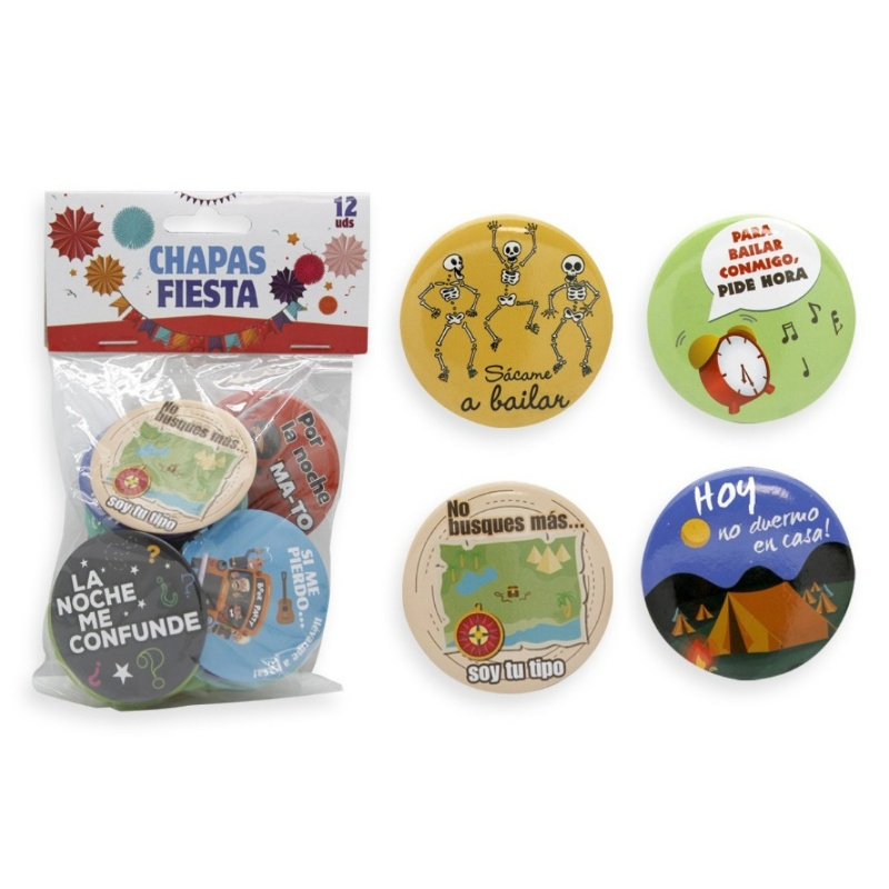 Set 12 Chapas Fiestas 5 cms.