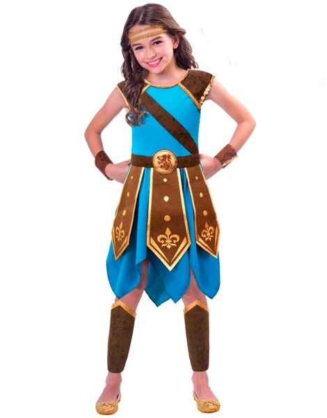 Pelmel Suposición Evento Disfraz Guerrera azul Medieval niña