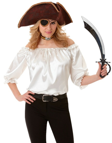 Tres transmitir defensa Camisa Blanca Pirata Mujer
