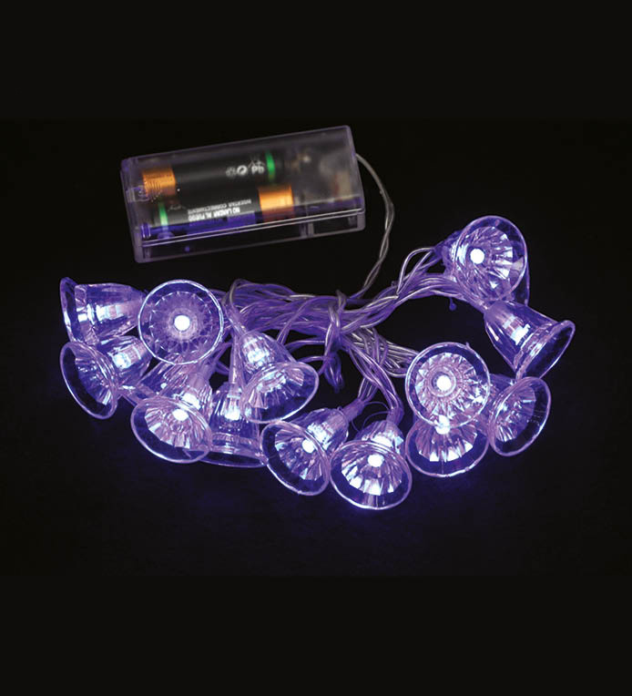 Guirnalda 15 Campanas LED Azul pilas