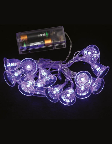 Guirnalda 15 Campanas LED Azul pilas