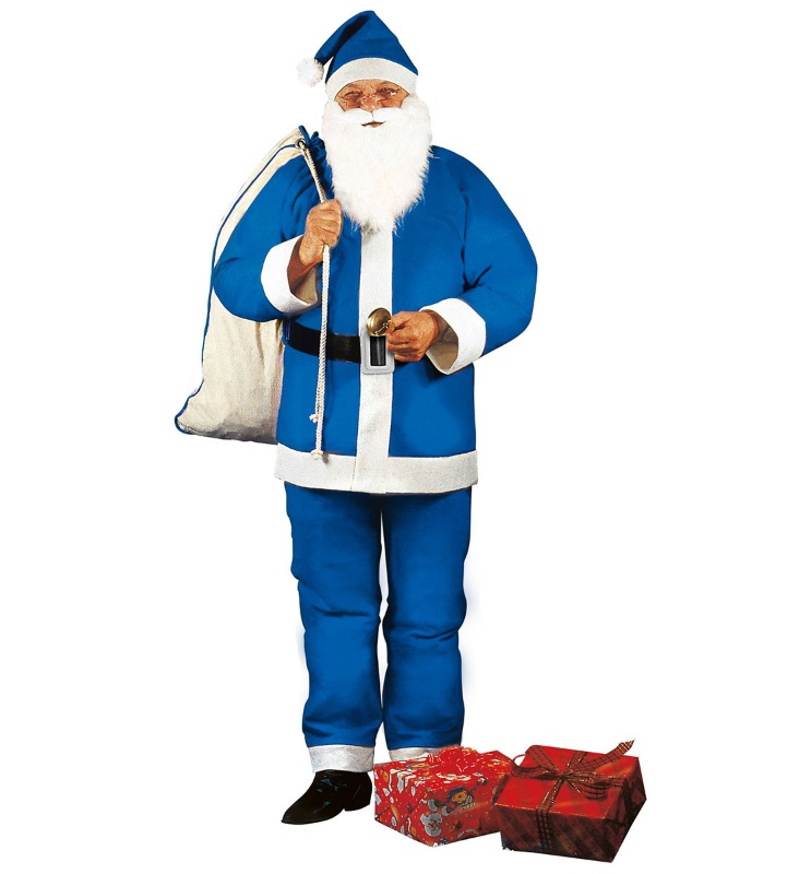 Traje  Papa Noel azul completo adulto