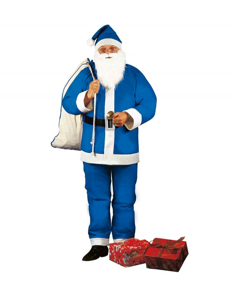 Traje  Papa Noel azul completo adulto