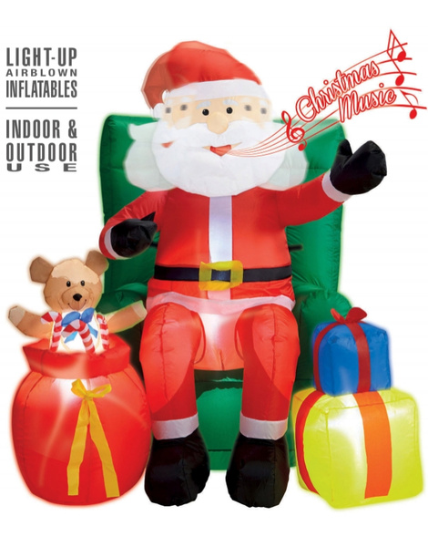 Papa Noel Trono Hinchable luz-Son. 122cm