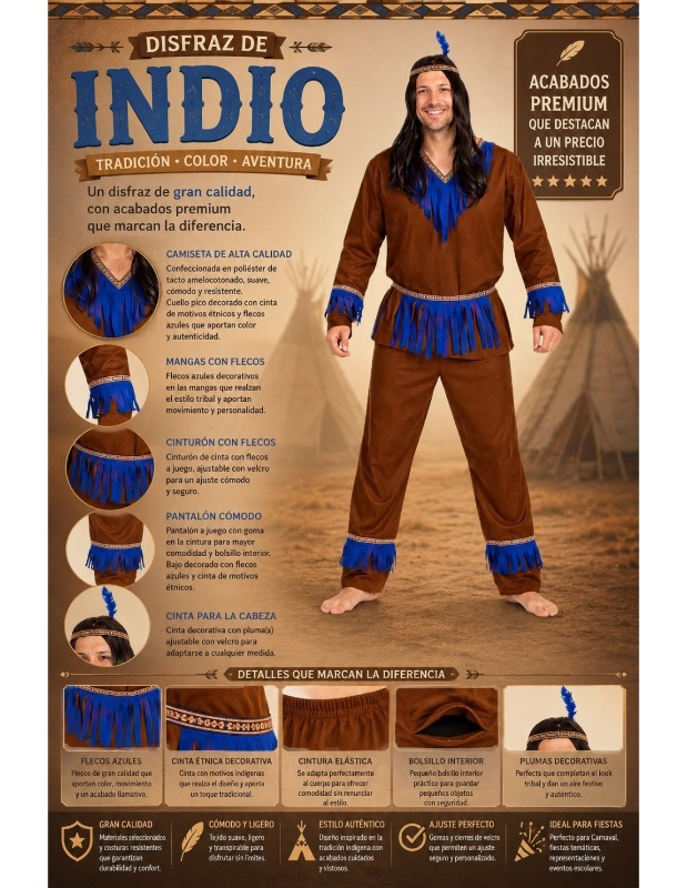 Disfraz Indio para hombre T.L