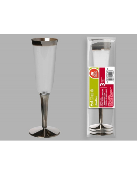 3 Copas Cava Pie-Boca Plata 180CC PS