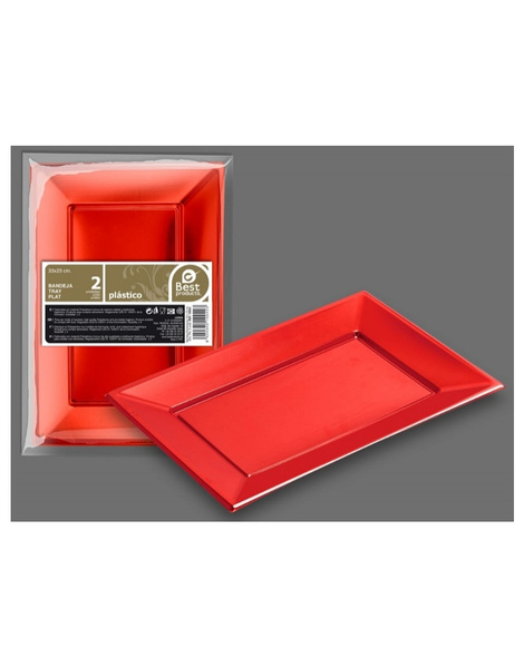 Bandeja rectangular roja 33x23 cm