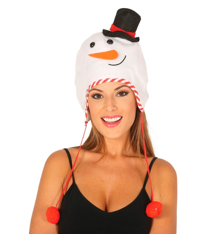 Gorro muñeco nieve con bolas 30cms