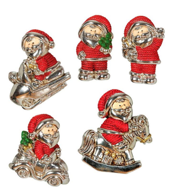 Imán Papa Noel  plateado 5cms- unidad