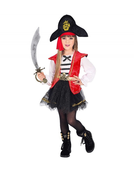 pecho líder Embajador Disfraz Capitana Pirata para niña