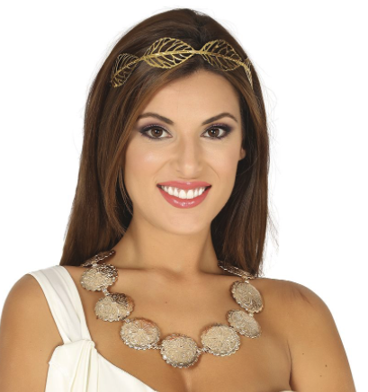 Corona hojas metal dorada