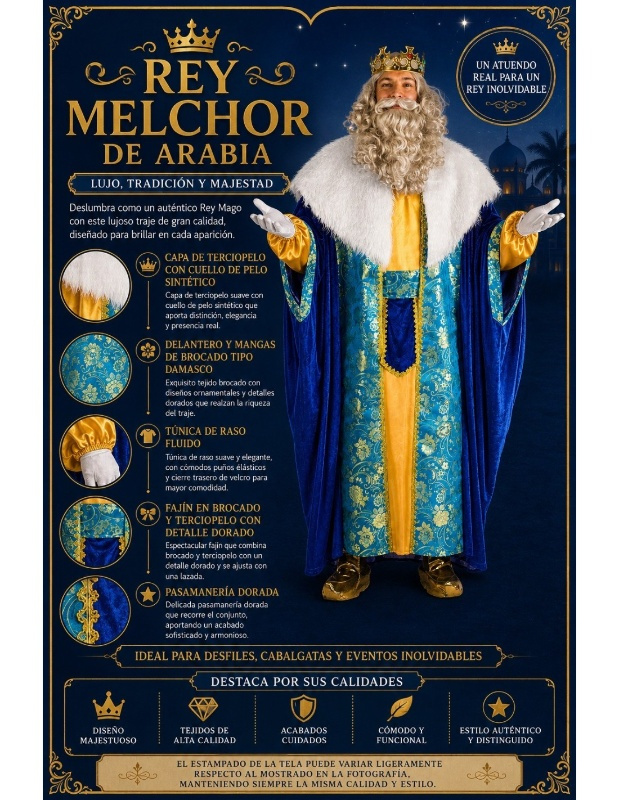 Costume King Mago Melchor azulão adulto