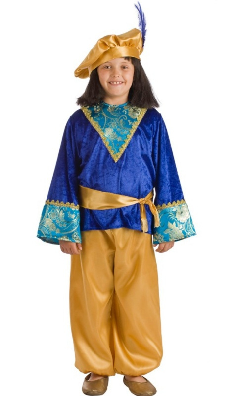 Traje Paje Melchor azulón infantil