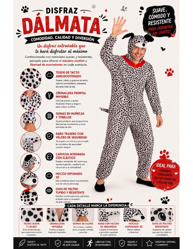 Disfraz Perro Dalmata adulto T.L
