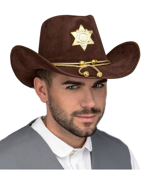 Sombrero Sheriff marrón estrella luxe