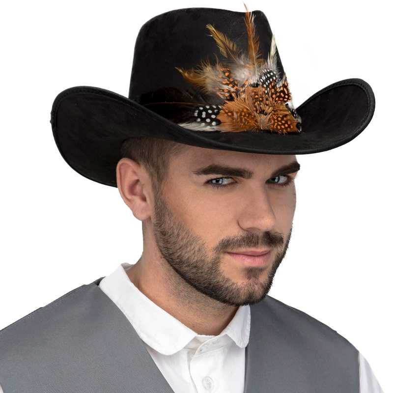 Sombrero Vaquero con plumas adulto lux