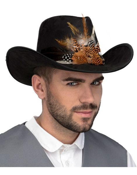 Sombrero Vaquero con plumas adulto lux