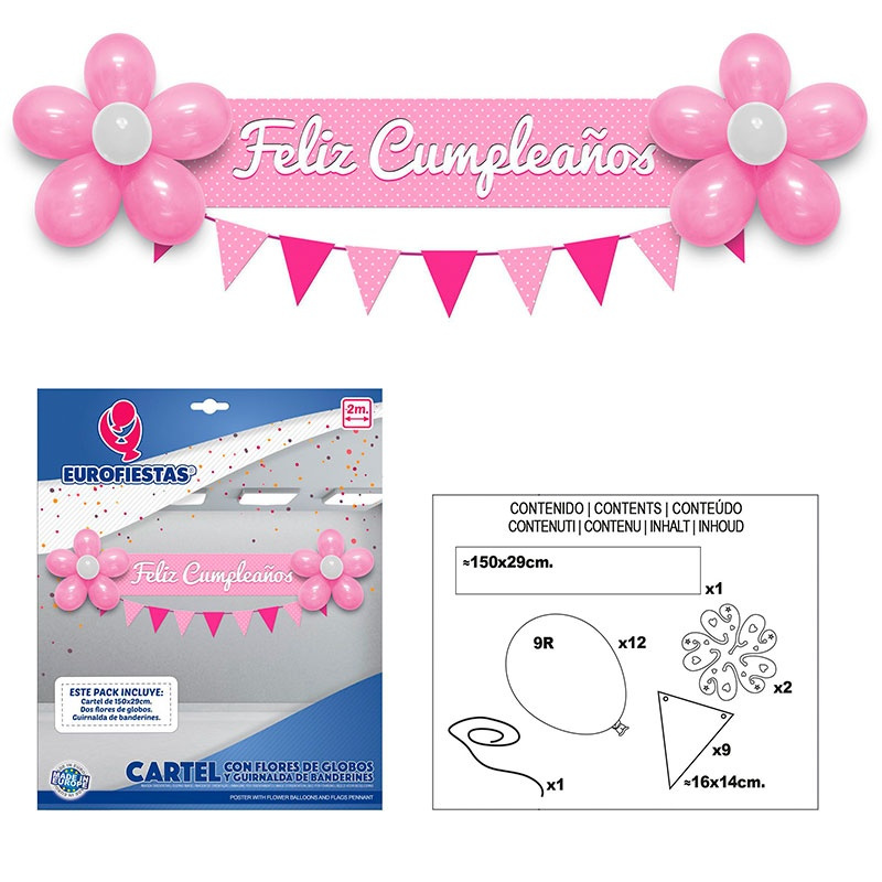 Cartel Feliz Cumpleaños Rosa