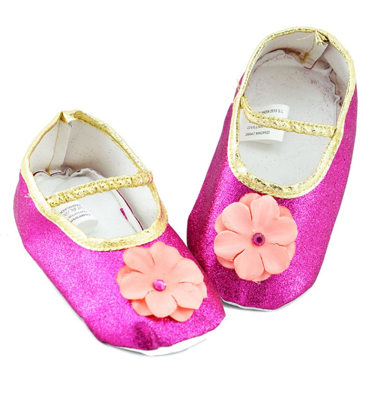 Zapatos purpurina flor infantil T.unica