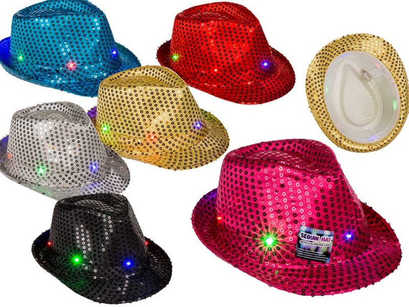 Sombrero lentejuelas con luz Led colores