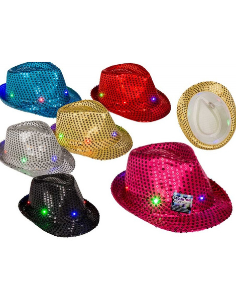 Sombrero lentejuelas con luz Led colores