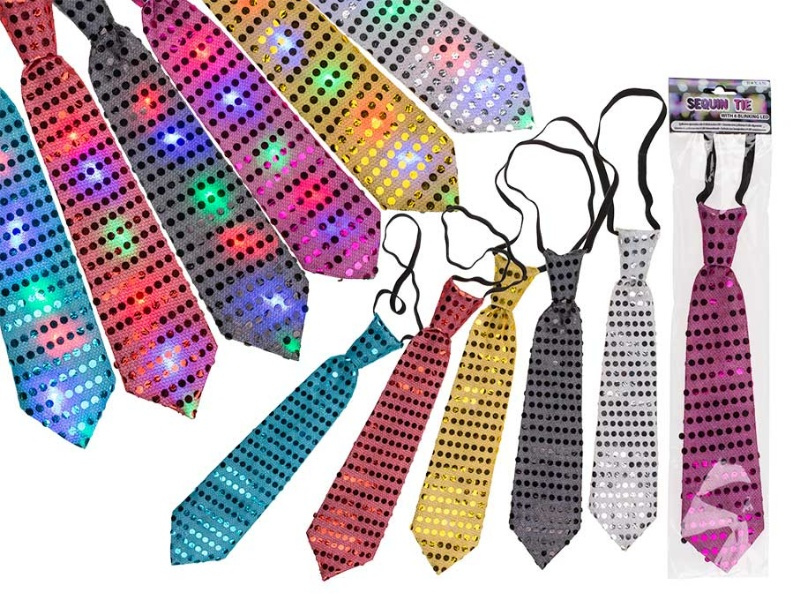 Corbata lentejuelas con luz Led colores