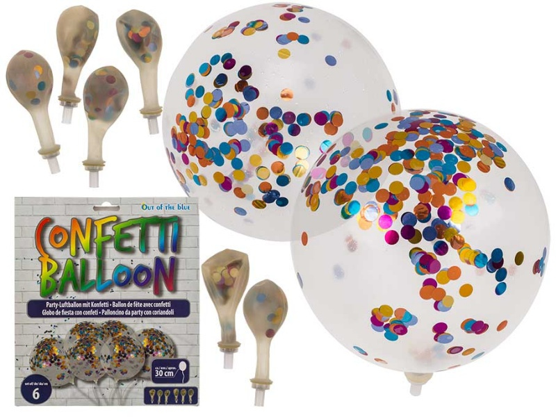 blister 6 Globos  fiesta confetti 30cm