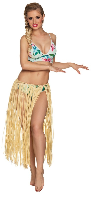 Falda Hawaiana rafia color paja 80 cm