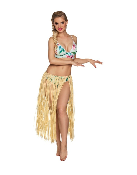 Falda Hawaiana rafia color paja 80 cm
