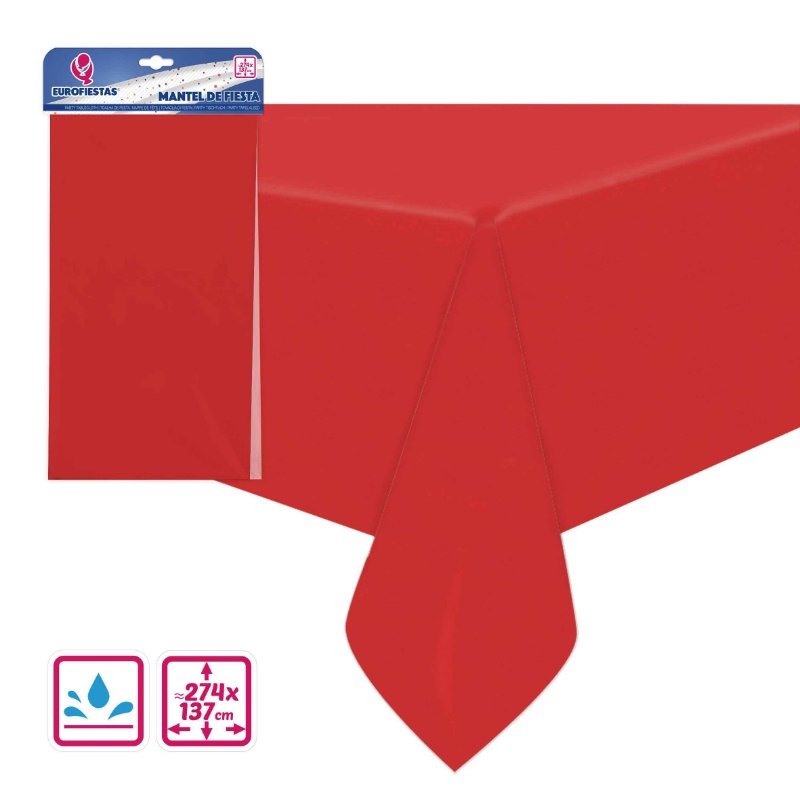 Mantel reutilizable rojo 137x274 cms.