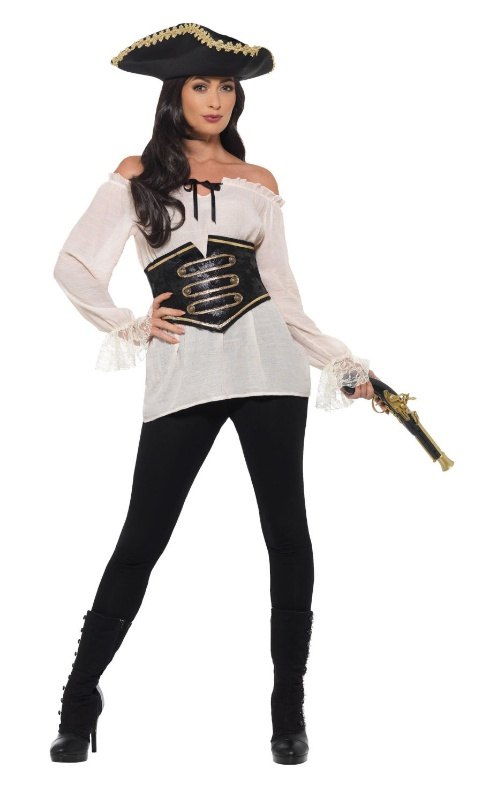 Camisa Pirata Blanca con Encaje mujer