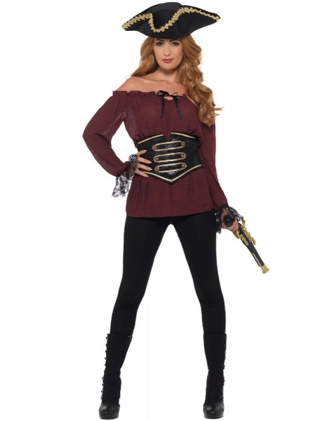 Camisa Pirata granate con Encaje mujer