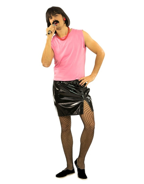 Fun Shack Disfraz De Leyenda Del Rock Años 80 – Chaqueta Amarilla Y Pantalón Blanco Con Rayas Rojas – Talla L Para Hombre