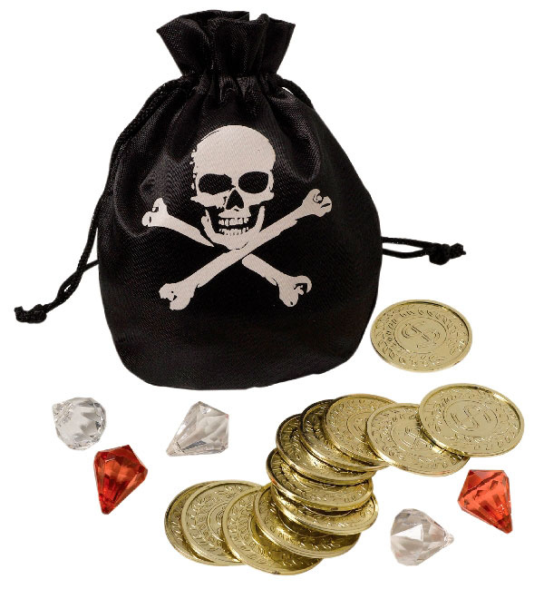 Bolsita con monedas doradas pirata
