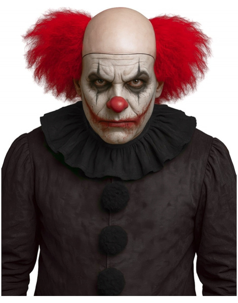 Peruca de palhaço de terror na caixa