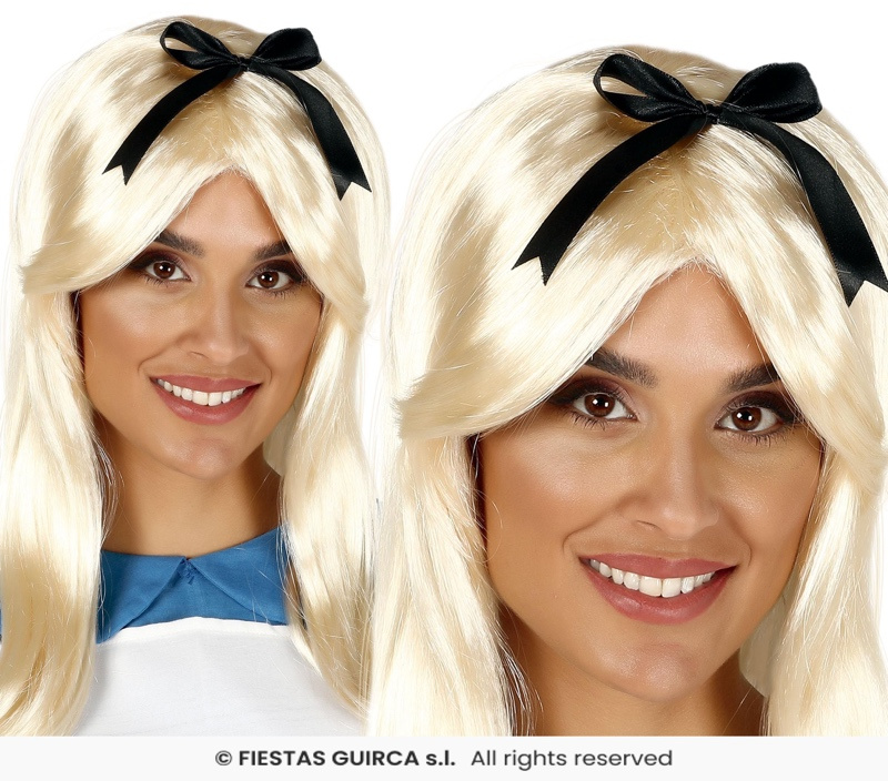 Peluca Rubia con lazo negro