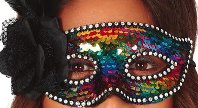Antifaz multicolor con plumas