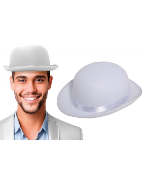 Bombín fieltro blanco adulto