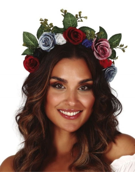 Diadema flores con hojas