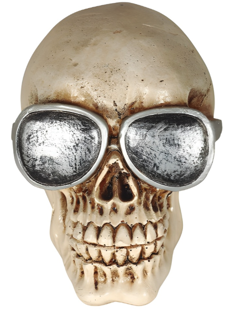 Calavera con gafas resina 11 cms.